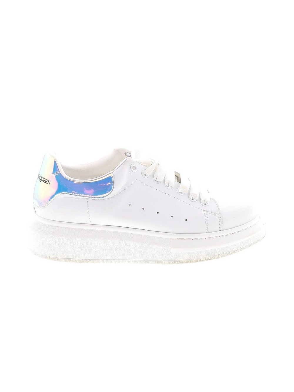 Alexander McQueen White Sneakers with Iridescent Heel Tab